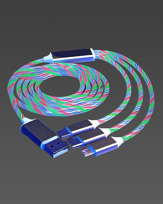 Fast 3 in 1 Multiple Pin With LED Light Magnetic Charging