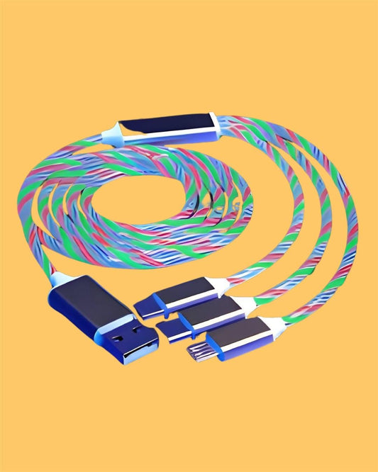 Fast 3 in 1 Multiple Pin With LED Light Magnetic Charging